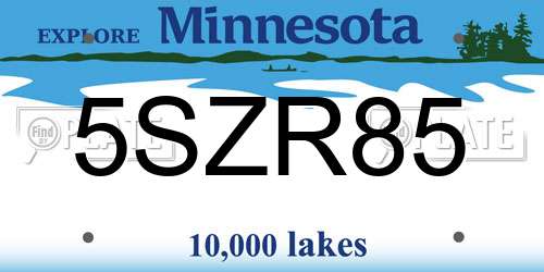 5SZR85 Minnesota License Plate
