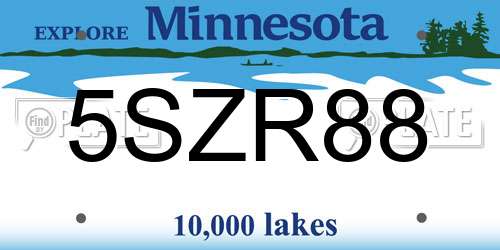5SZR88 Minnesota License Plate