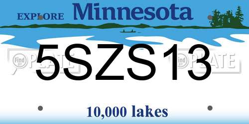 5SZS13 Minnesota License Plate