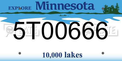 5T00666 Minnesota License Plate