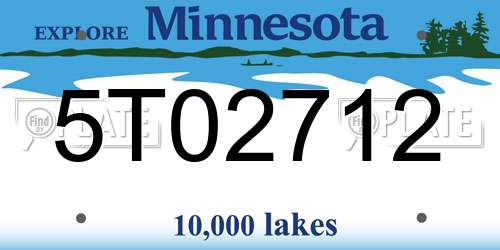5T02712 Minnesota License Plate
