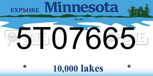 5T07665 Minnesota License Plate