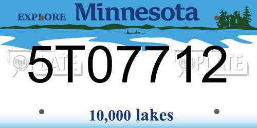 5T07712 Minnesota License Plate