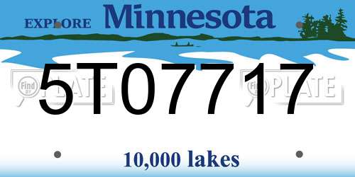 5T07717 Minnesota License Plate