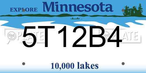 5T12B4 Minnesota License Plate