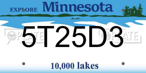 5T25D3 Minnesota License Plate
