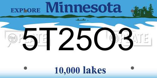 5T25O3 Minnesota License Plate