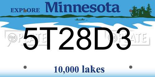 5T28D3 Minnesota License Plate