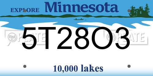 5T28O3 Minnesota License Plate
