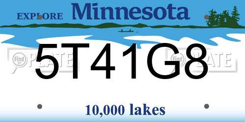 5T41G8 Minnesota License Plate
