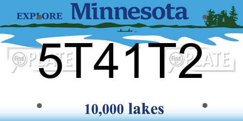 5T41T2 Minnesota License Plate