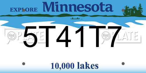 5T41T7 Minnesota License Plate