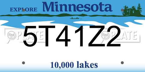 5T41Z2 Minnesota License Plate