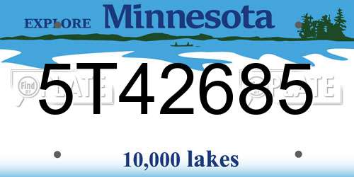 5T42685 Minnesota License Plate