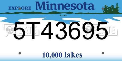 5T43695 Minnesota License Plate