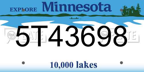 5T43698 Minnesota License Plate