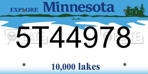 5T44978 Minnesota License Plate