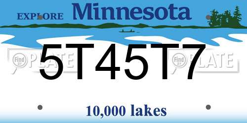 5T45T7 Minnesota License Plate