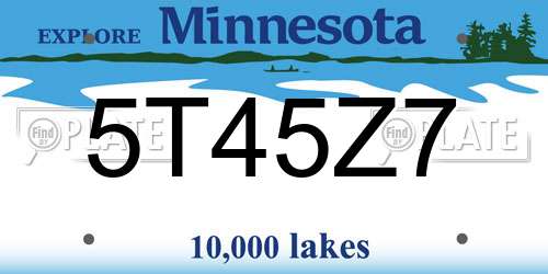 5T45Z7 Minnesota License Plate