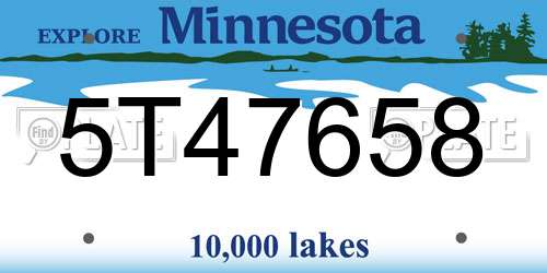5T47658 Minnesota License Plate