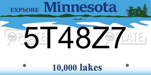 5T48Z7 Minnesota License Plate