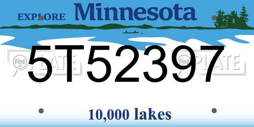 5T52397 Minnesota License Plate