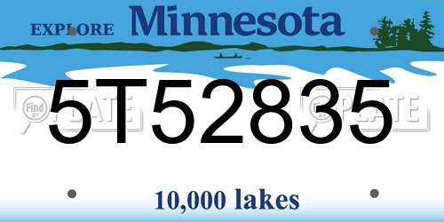 5T52835 Minnesota License Plate