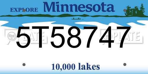 5T58747 Minnesota License Plate