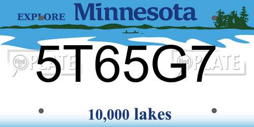5T65G7 Minnesota License Plate