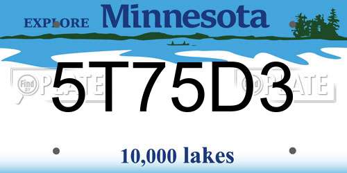 5T75D3 Minnesota License Plate
