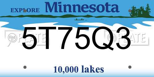5T75Q3 Minnesota License Plate