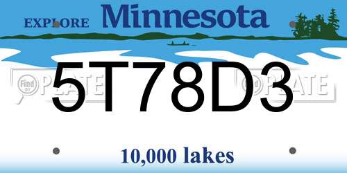 5T78D3 Minnesota License Plate