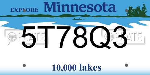 5T78Q3 Minnesota License Plate