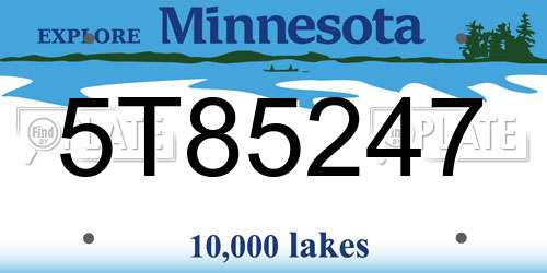 5T85247 Minnesota License Plate