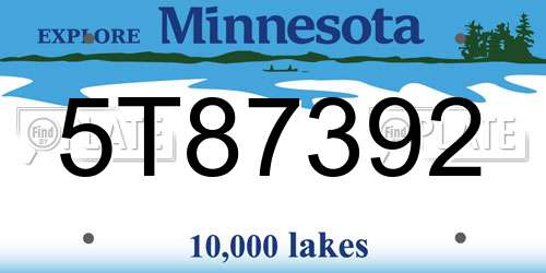 5T87392 Minnesota License Plate