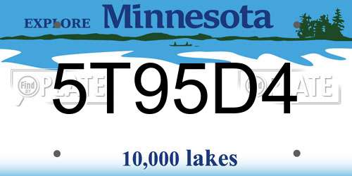 5T95D4 Minnesota License Plate