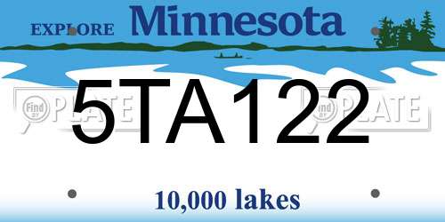 5TA122 Minnesota License Plate