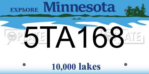 5TA168 Minnesota License Plate