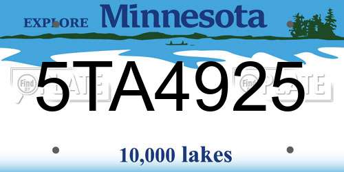 5TA4925 Minnesota License Plate