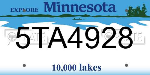 5TA4928 Minnesota License Plate