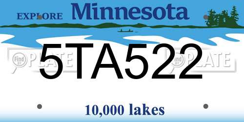 5TA522 Minnesota License Plate