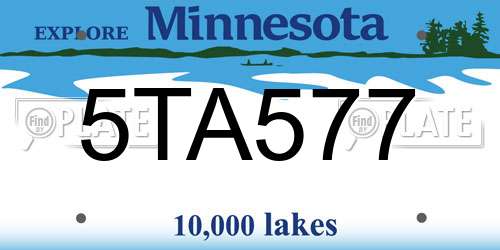 5TA577 Minnesota License Plate