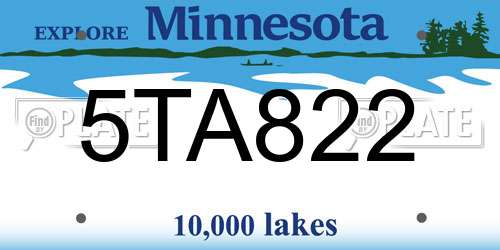 5TA822 Minnesota License Plate