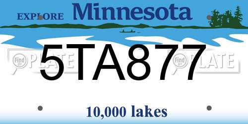 5TA877 Minnesota License Plate