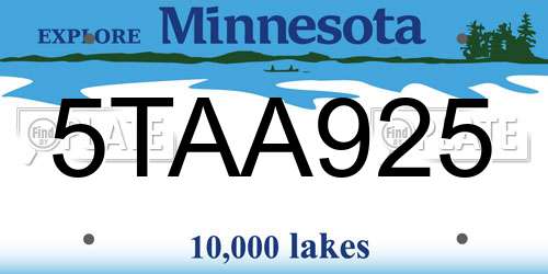 5TAA925 Minnesota License Plate