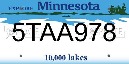 5TAA978 Minnesota License Plate