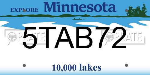 5TAB72 Minnesota License Plate