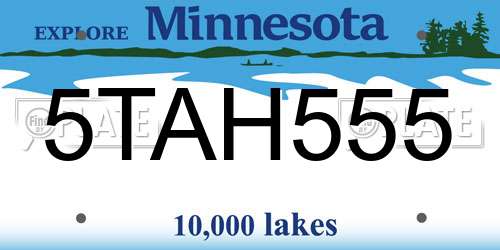 5TAH555 Minnesota License Plate