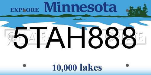 5TAH888 Minnesota License Plate