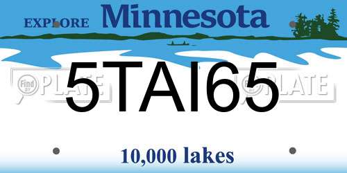 5TAI65 Minnesota License Plate